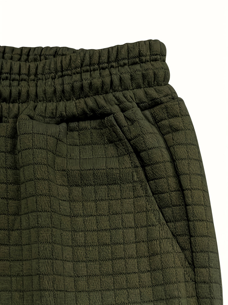 2pcs Men's summer sports set - Waffle Fitness T-shirt and shorts.