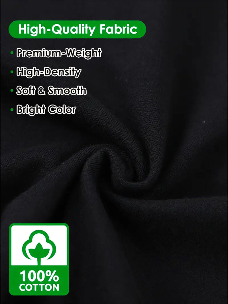 Men's Casual Versatile Trendy Round Neck Heavyweight Cotton T-Shirt.
