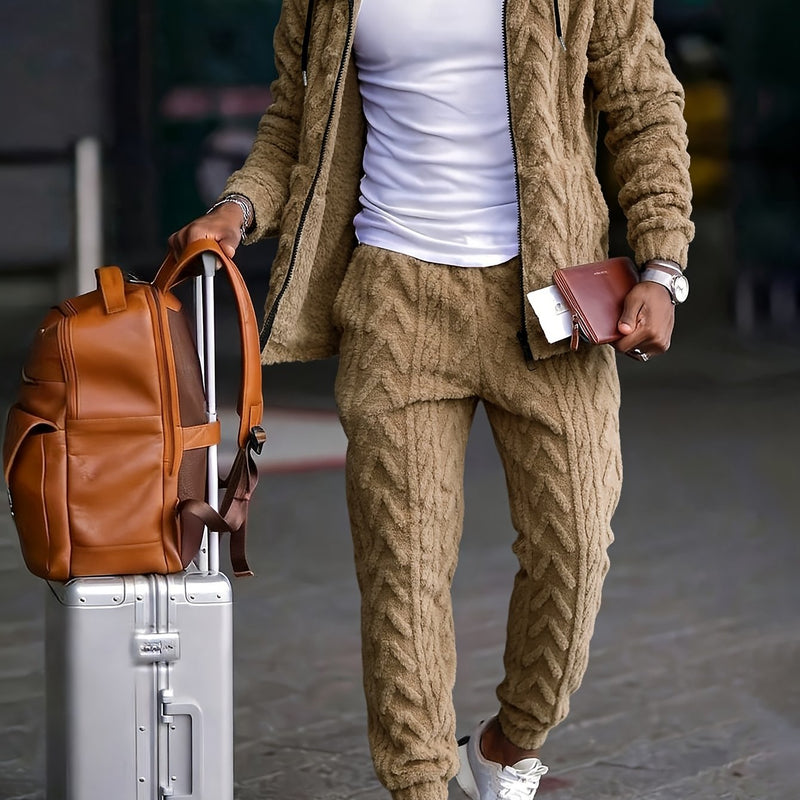 Men's Classic Sporty Casual Hooded Set, 2pcs Outfit with Long-Sleeve.