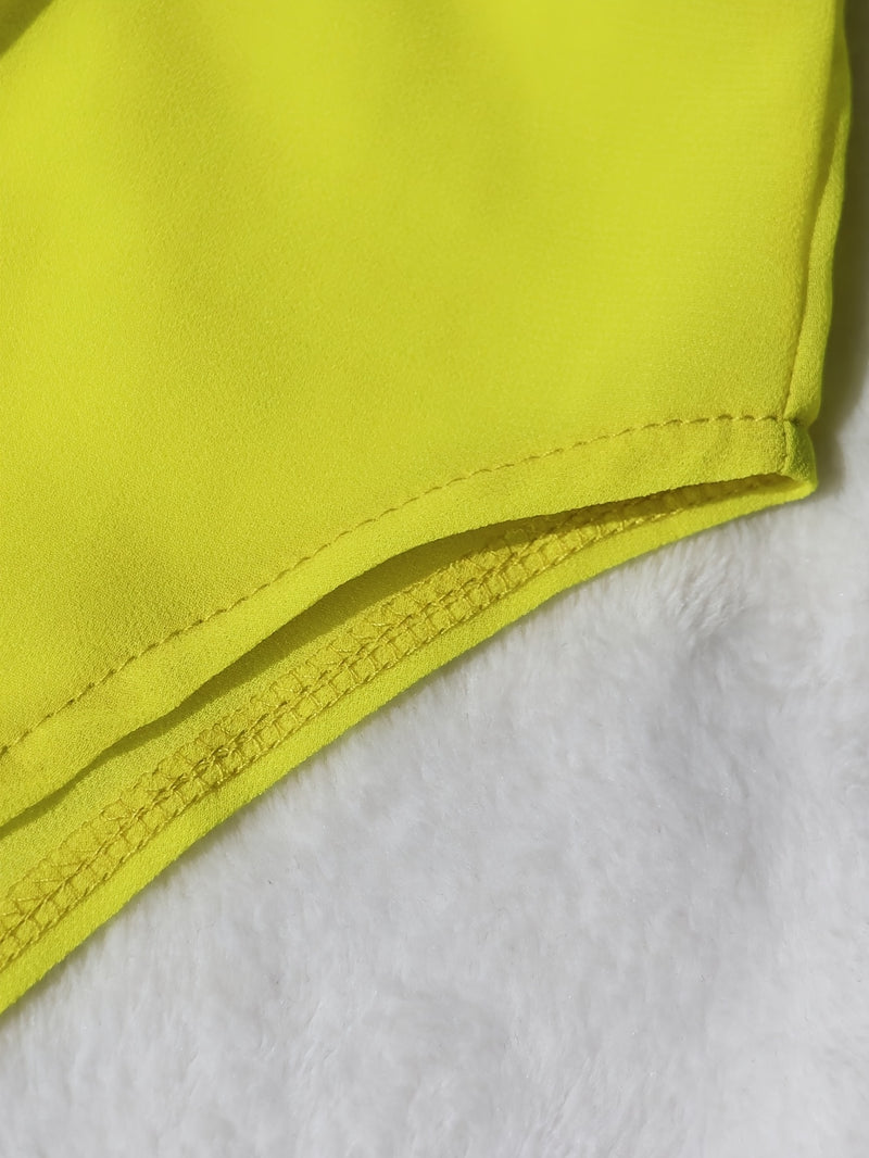 Women’s Sexy Sheer Two-Piece Set Long Sleeve Shirt + High-Waisted Shorts.