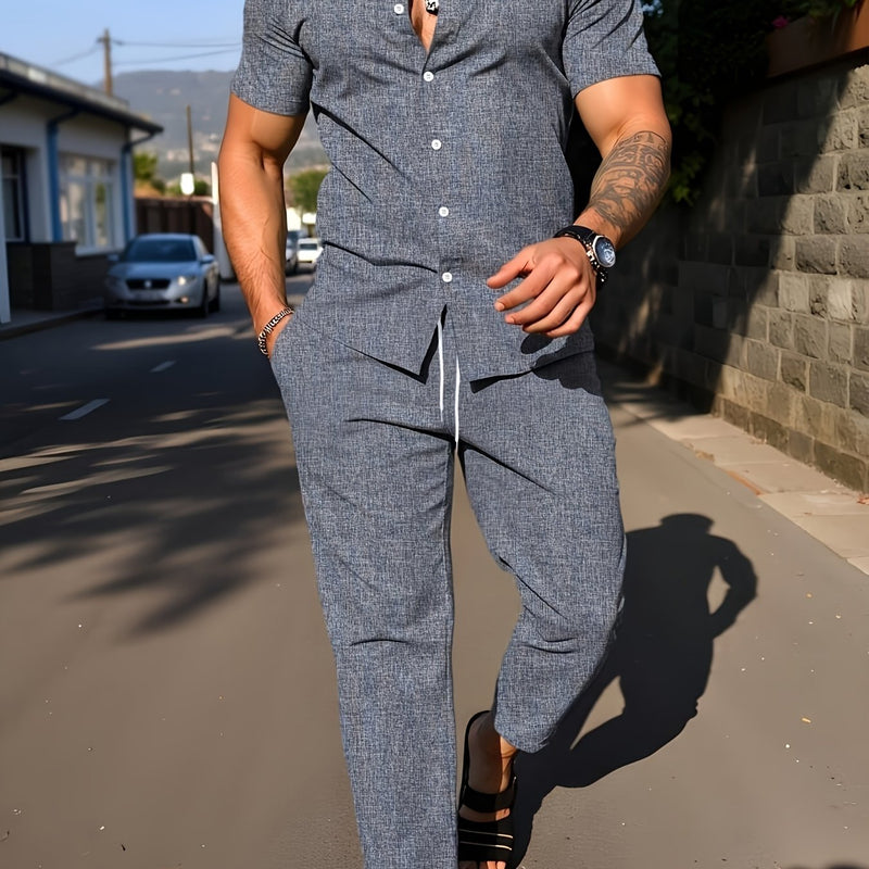 Men's Fashion Classic Solid Color Textured Fabric Button.