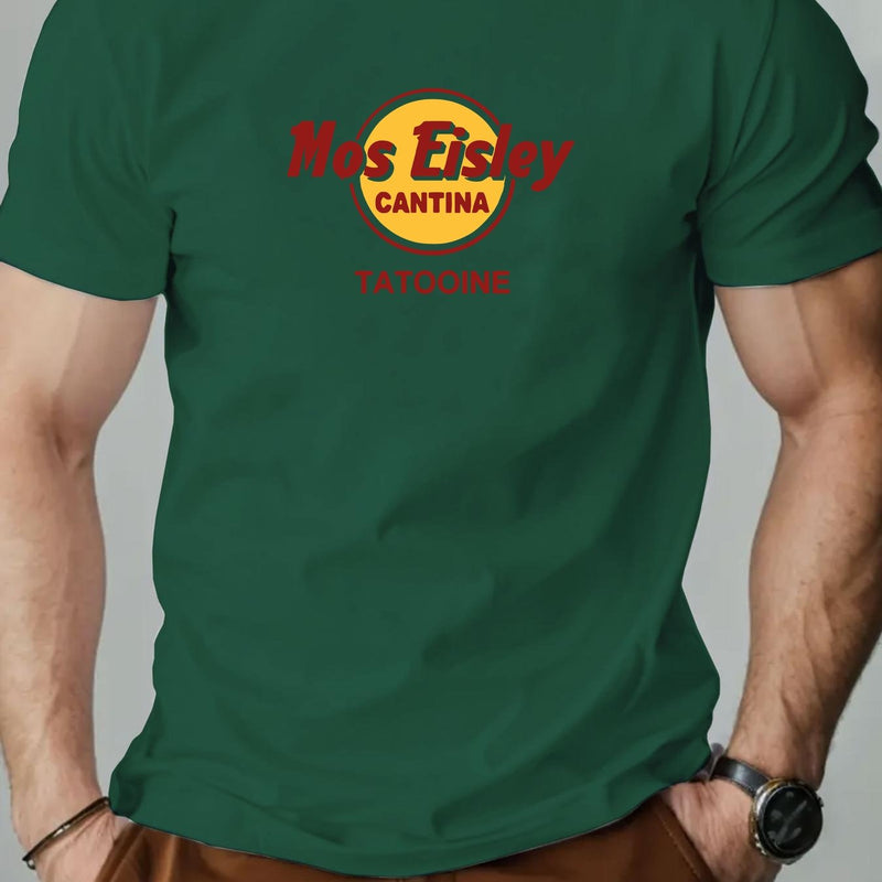 Men's Mos Eisley Cantina Logo Pattern Summer Casual Short-Sleeve T-Shirt.