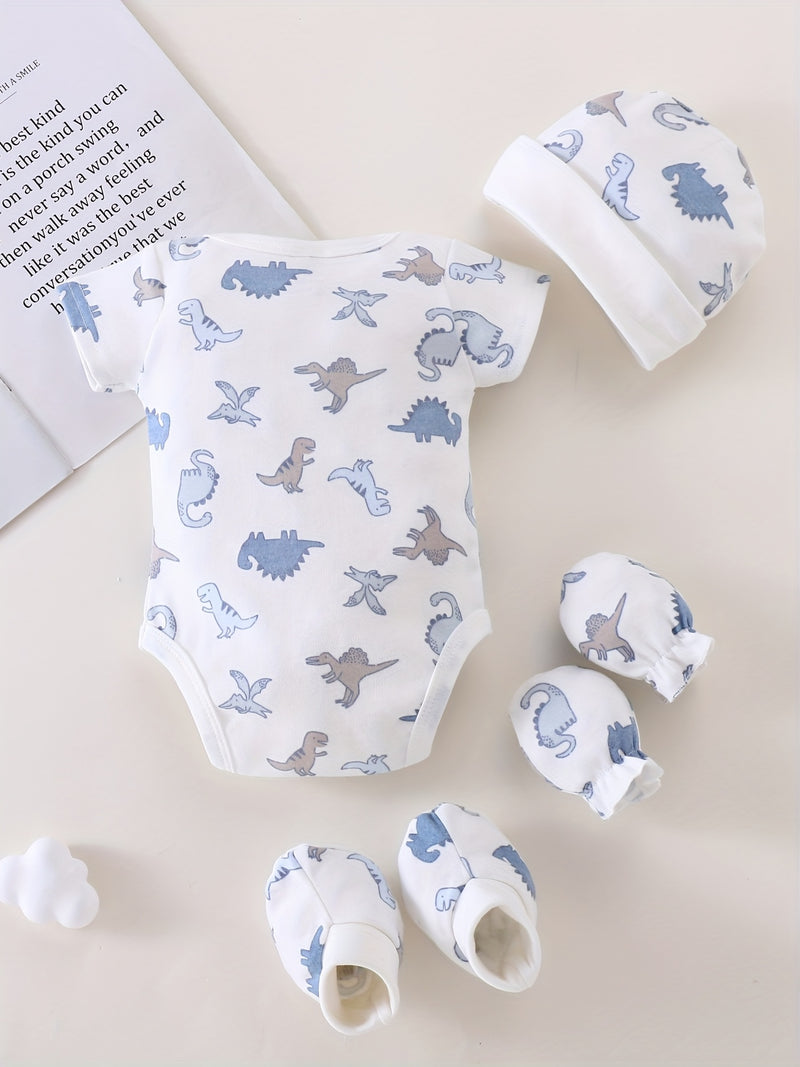 4pcs Newborn Triangle Romper Summer Baby Casual Onesie 0-3M Baby Boy.
