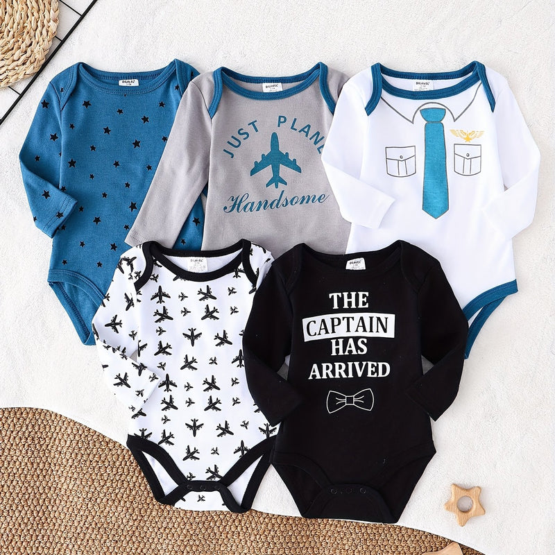 5pcs New Autumn/Winter Children's  Romper, Boys and Girls Fitted.