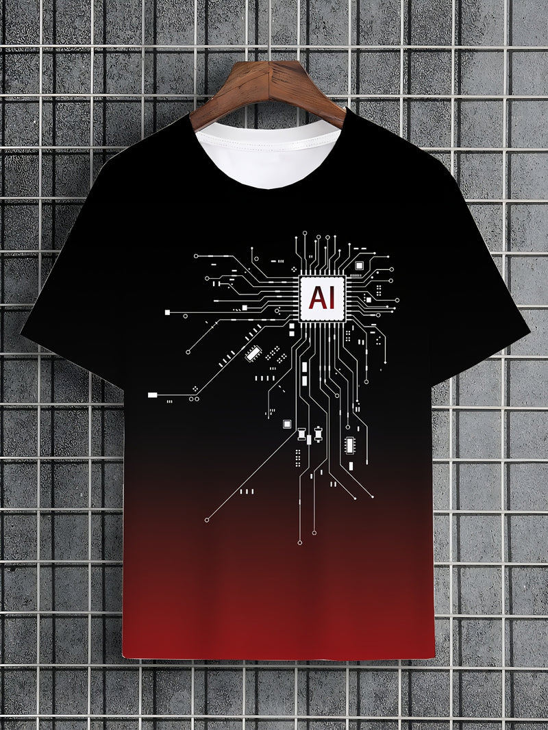 Men's AI Chip Circuit Graphic T-Shirt.