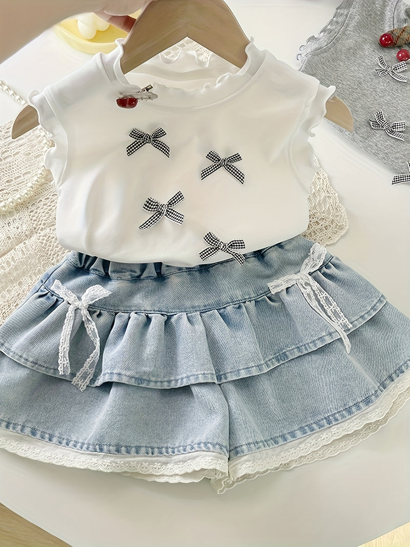 Girls' Cake Denim Shorts - Summer Lightweight Korean Style.