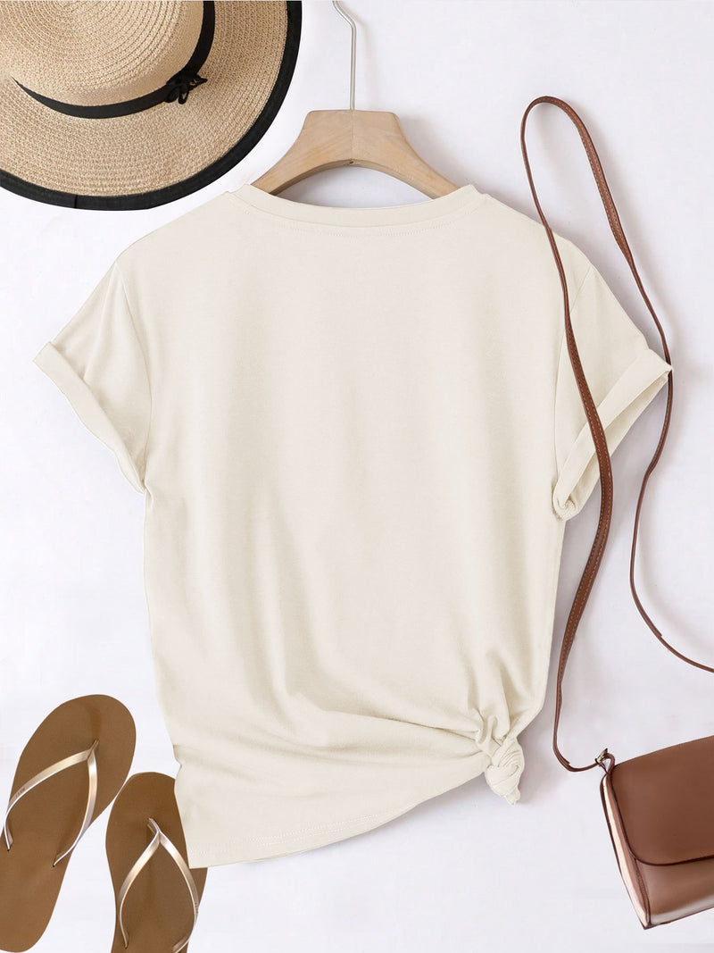 Women’s Graphic Print T-shirt, Short Sleeve Crew Neck Casual.