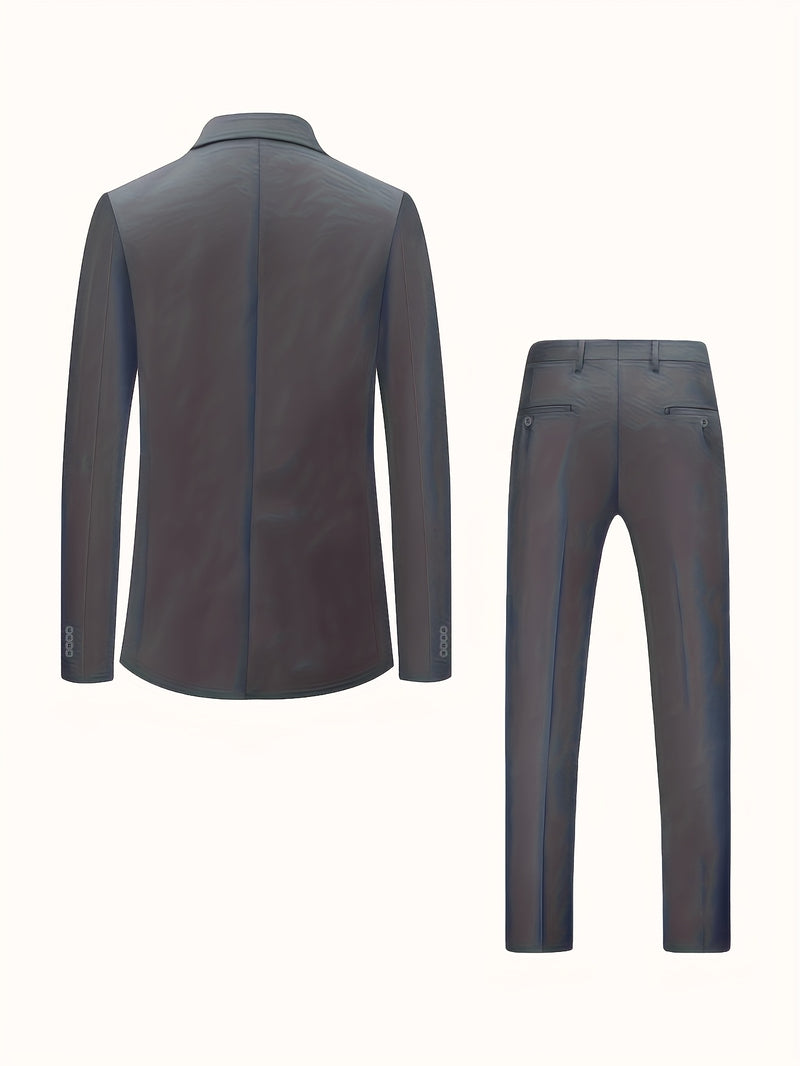 A Men'S Two-Piece Suit Featuring a Easy And Stylish Design.