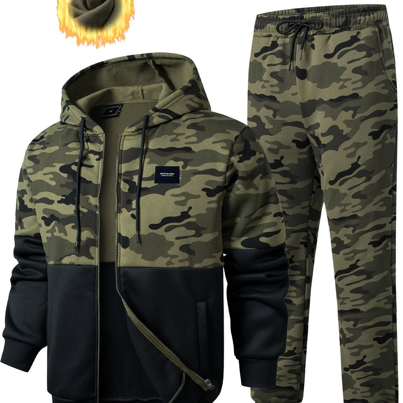 Men'S Outdoor Camouflage Sportswear Casual Hooded Tracksuit.