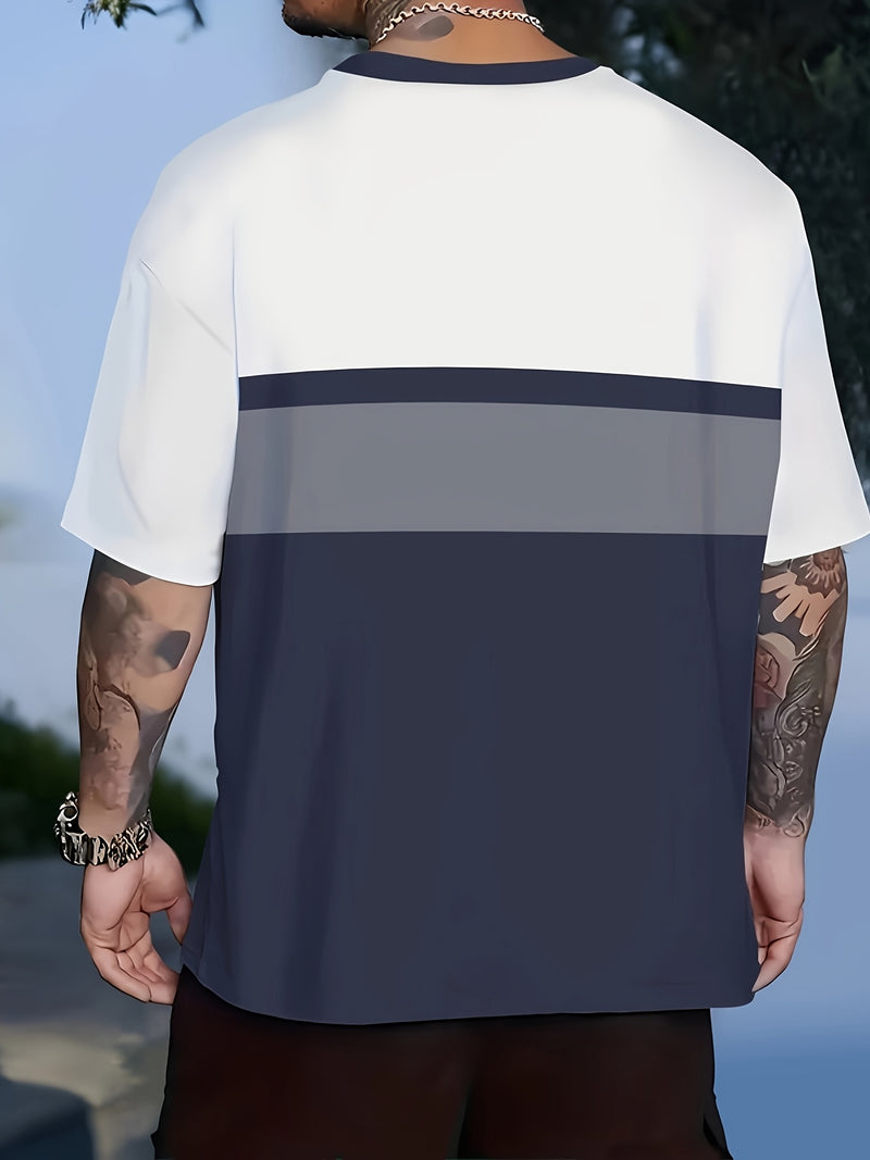 3pcs Men's Stylish Round Neck Short-Sleeve T-Shirts.