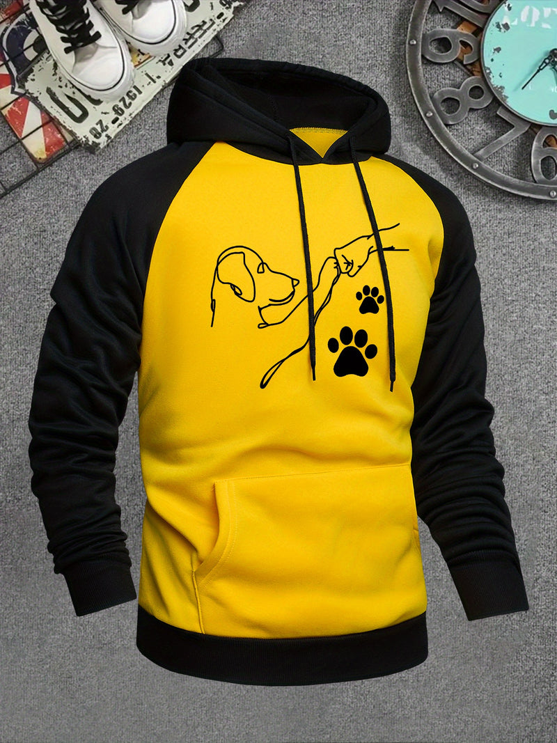 Men's Hooded Sweatshirt with Dog Paw Print.