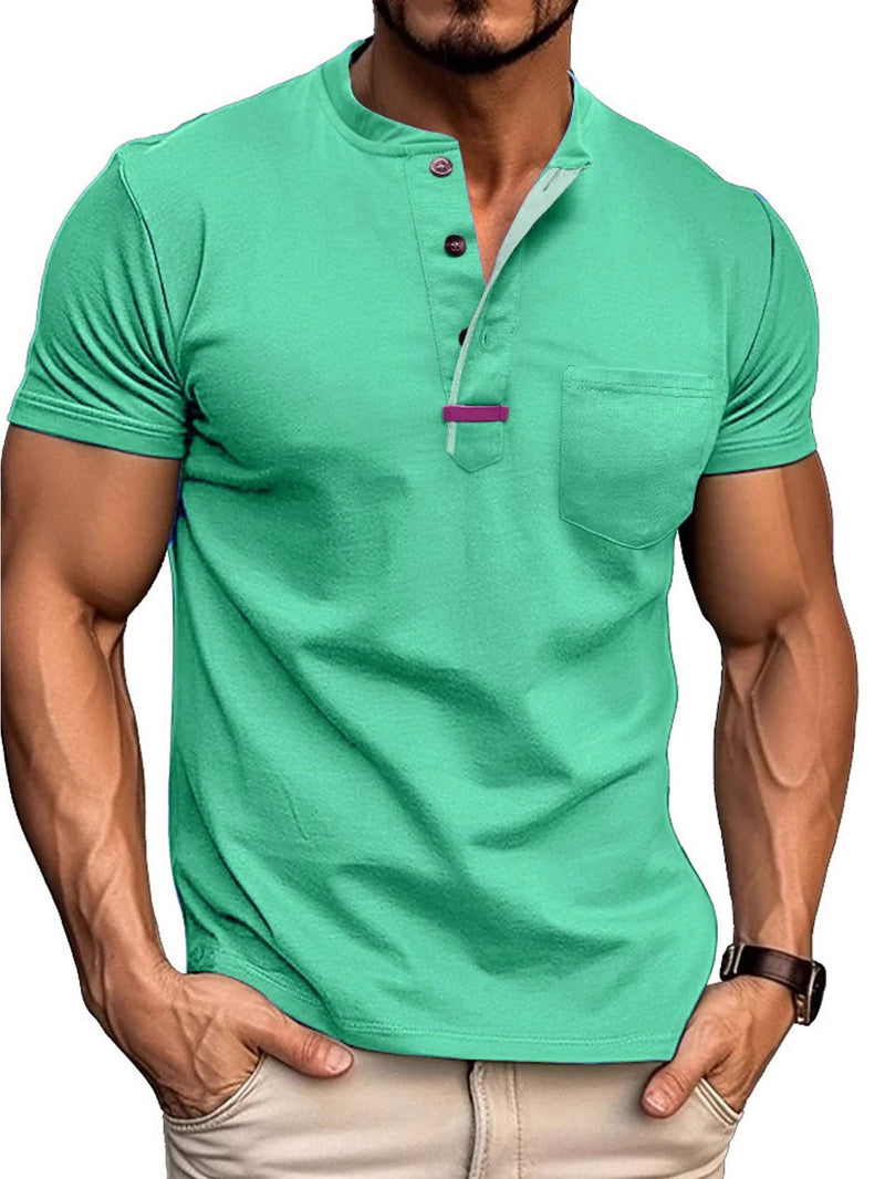 Men's Crewneck Short-sleeve T-shirt, Casual Summer Vacation.