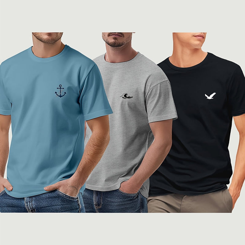 3pcs Men's Short Sleeve T-Shirts.