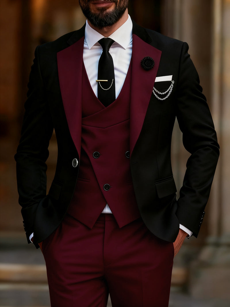 Men's 3pcs Suit Set: Jacket + Vest + Trousers.