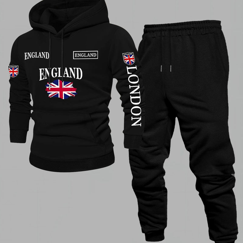 Men'S Print 2pcss Set, Casual HoodedSweatshirt and Joggers Suit.