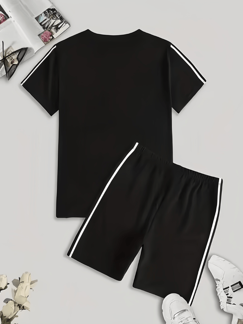Women's Sporty Short Sleeve and Shorts Set, 2pcs Gym Running Sportswear.