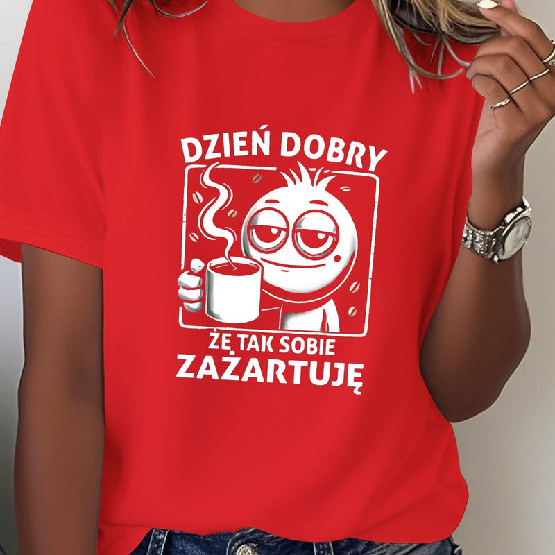 Women's T-Shirt Made of Pure in a Fun Polish Design.