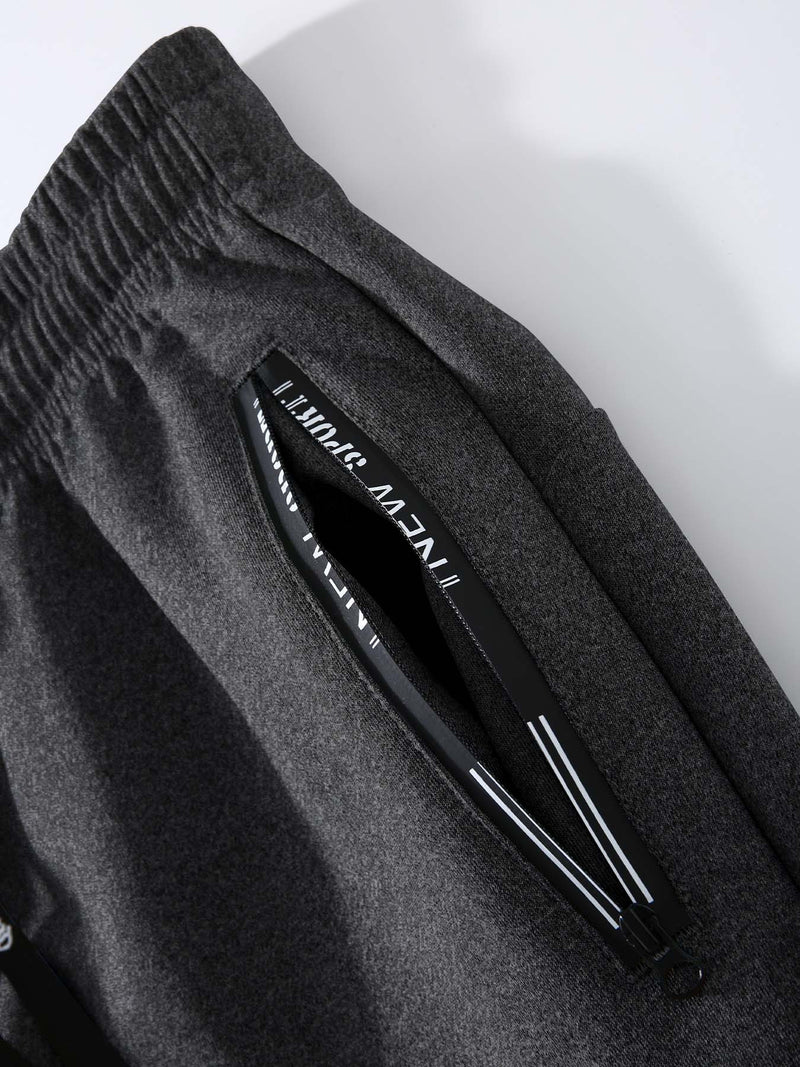 Men's 2pcs Slim-Fit Winter Jacket & Pants Suit with Paris Lettering.
