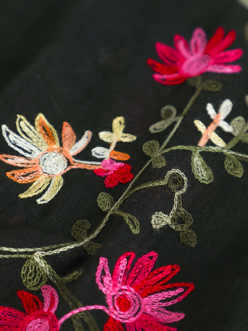 Women's Floral Embroidered Scarf Shawl.