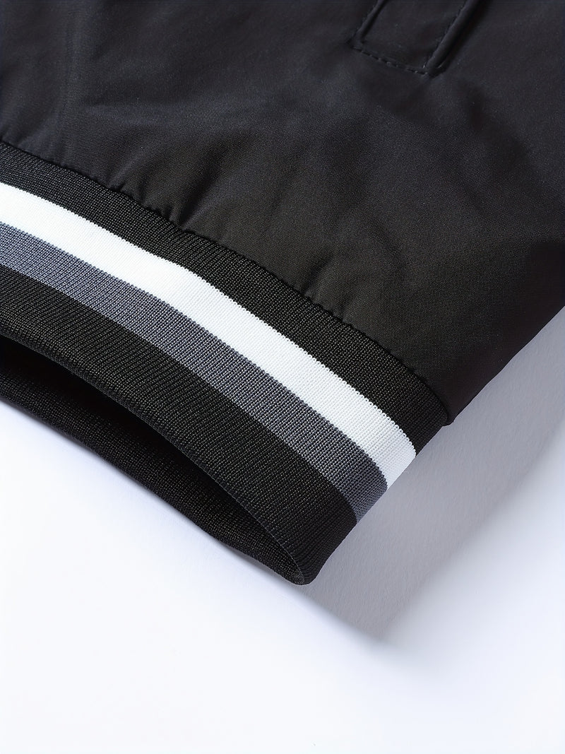 Men's Classic Design Baseball Collar Jacket For Spring Fall.