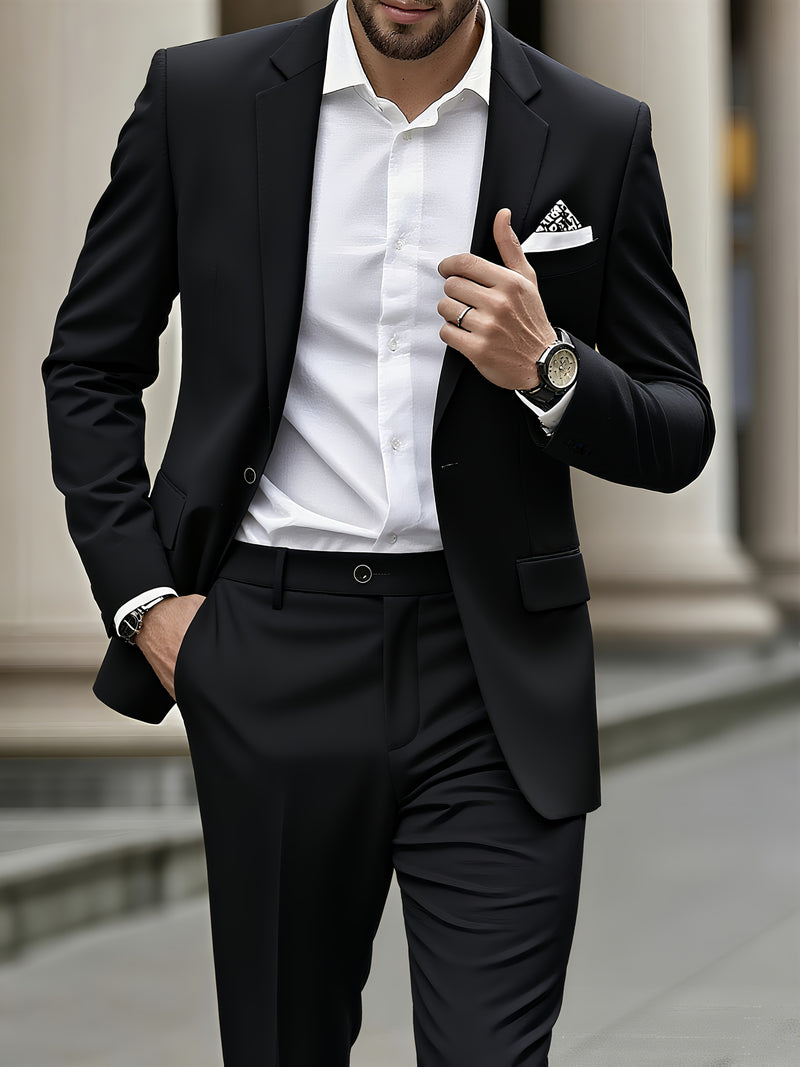 Men's 2pcs Suit Set, Blazer + Trousers, Stylish and Elegant Attire.