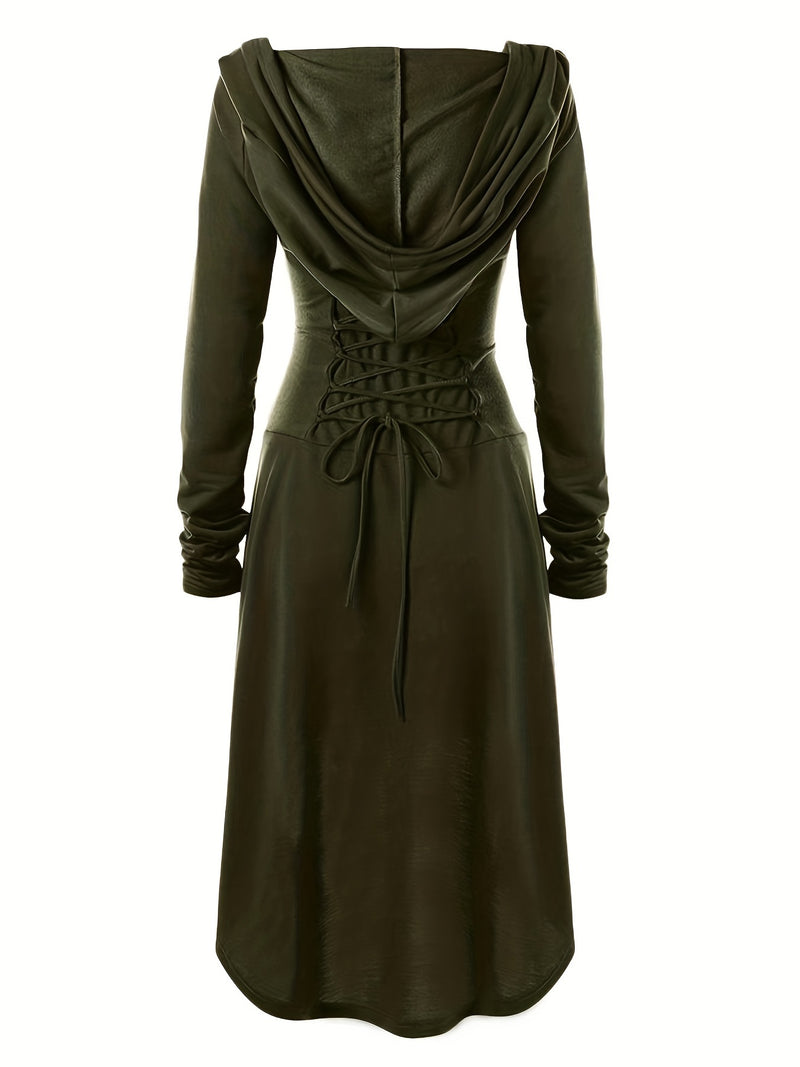 Women's Solid Color Tie-Up Asymmetrical Dress.