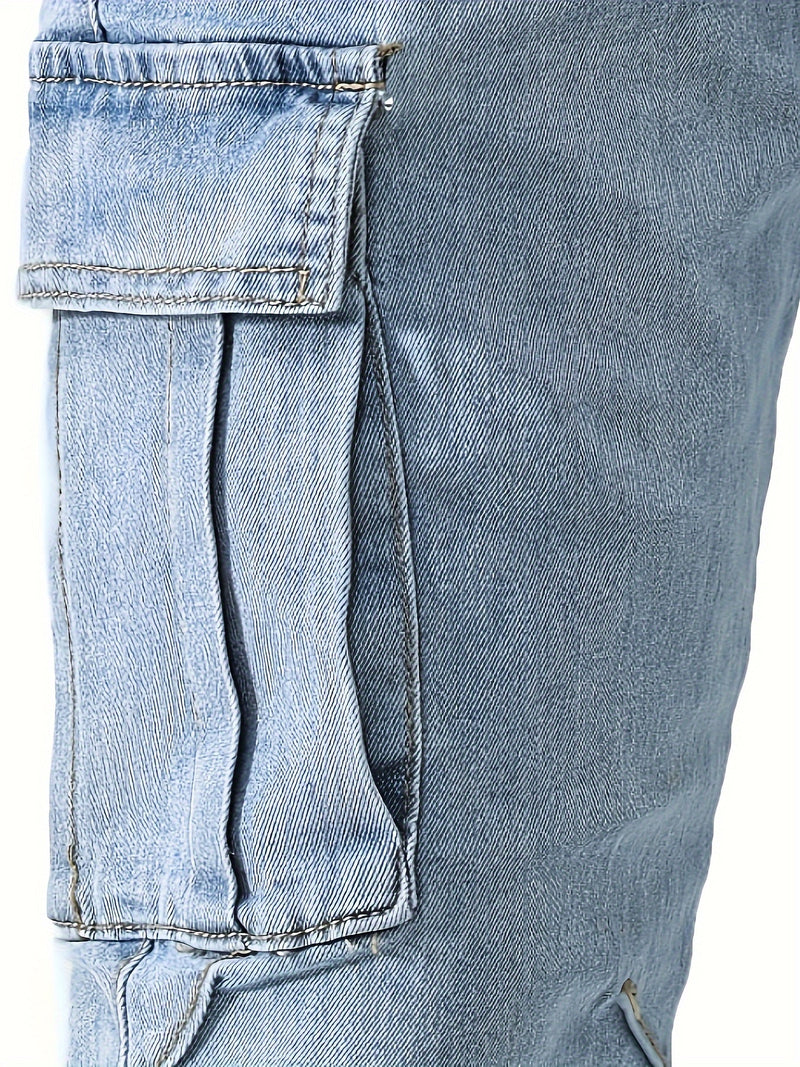 Men’s Fashionable Casual Mid-Rise Denim Work Pants.
