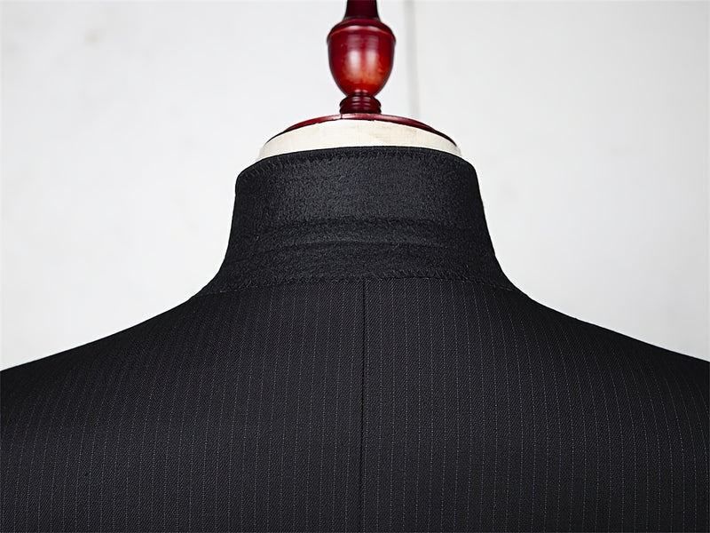 Men's Double-Breasted Suit Set, Casual Formal Wear.