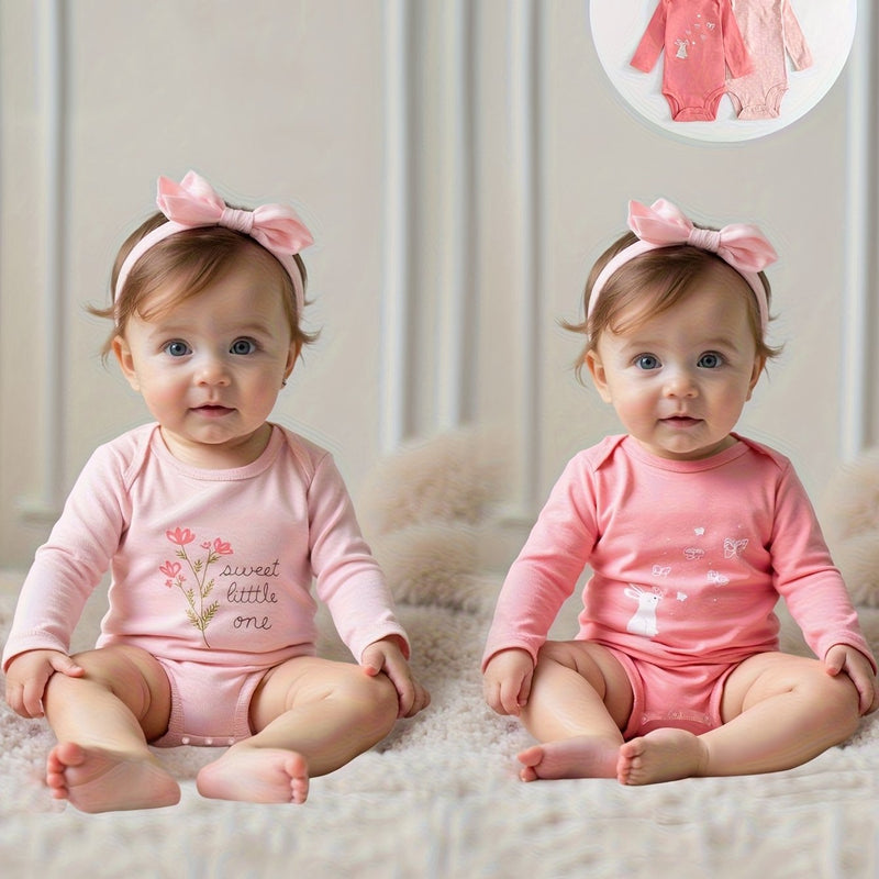 Children's Cartoon Animal Versatile Long-Sleeve Romper 5pcs Set.