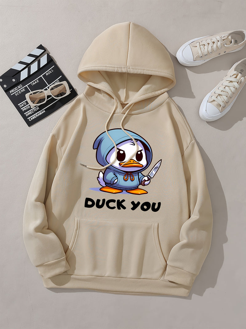 Women'S Casual Fashion Hooded Sweatshirt with Duck.