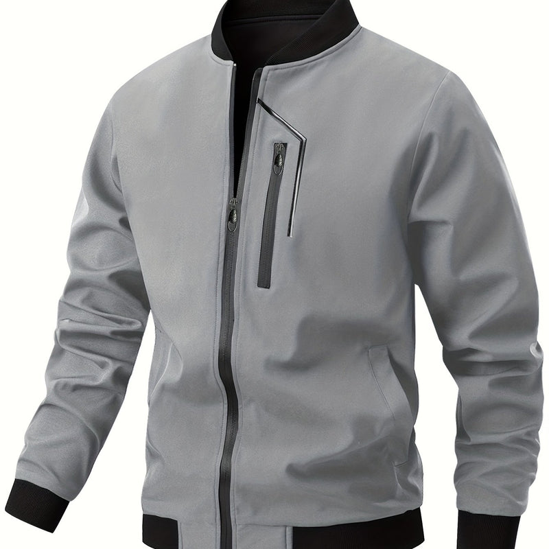 Men'S Casual Bomber Jacket | Spring-Autumn, Non-Stretch, Baseball Collar.