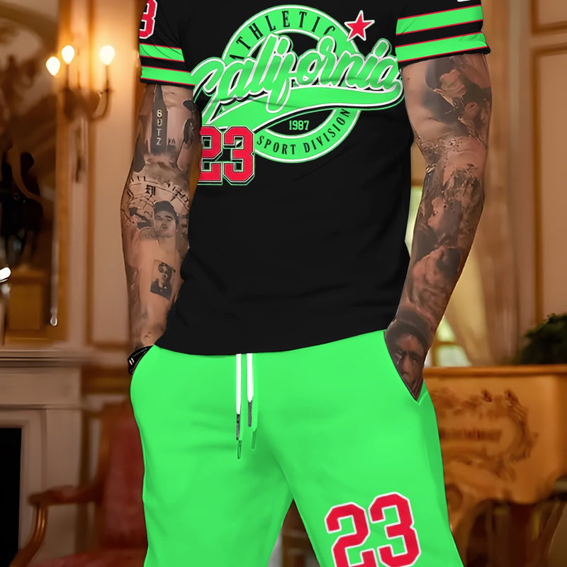 Casual Shorts Men's Trendy 2pcs Set.