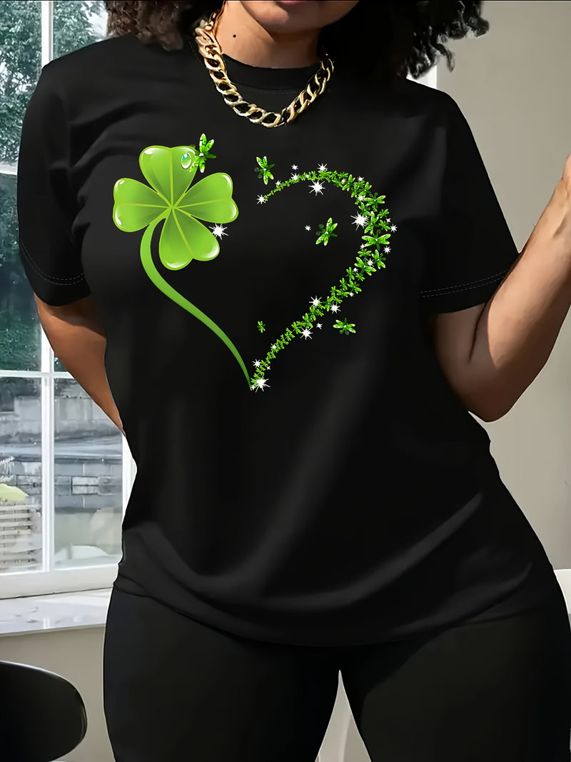 Round neck T-shirt in small and plus sizes, summer/spring Women's top.