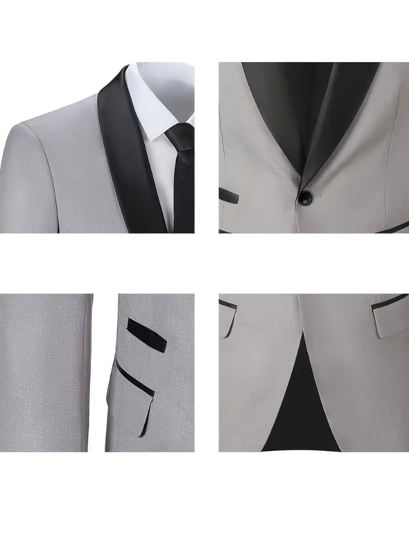 Men's 3pcs Suit Set, Jacket + Vest+ Trousers.