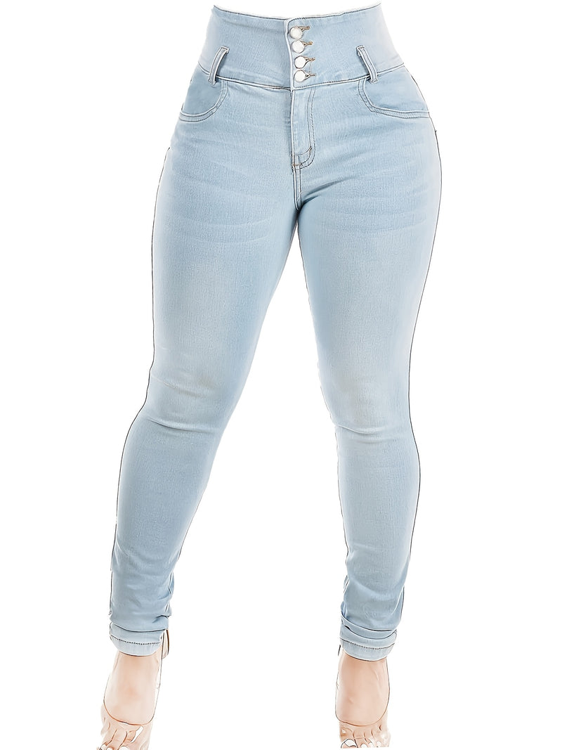 Women's Fashionable High-Waisted Skinny Jeans.
