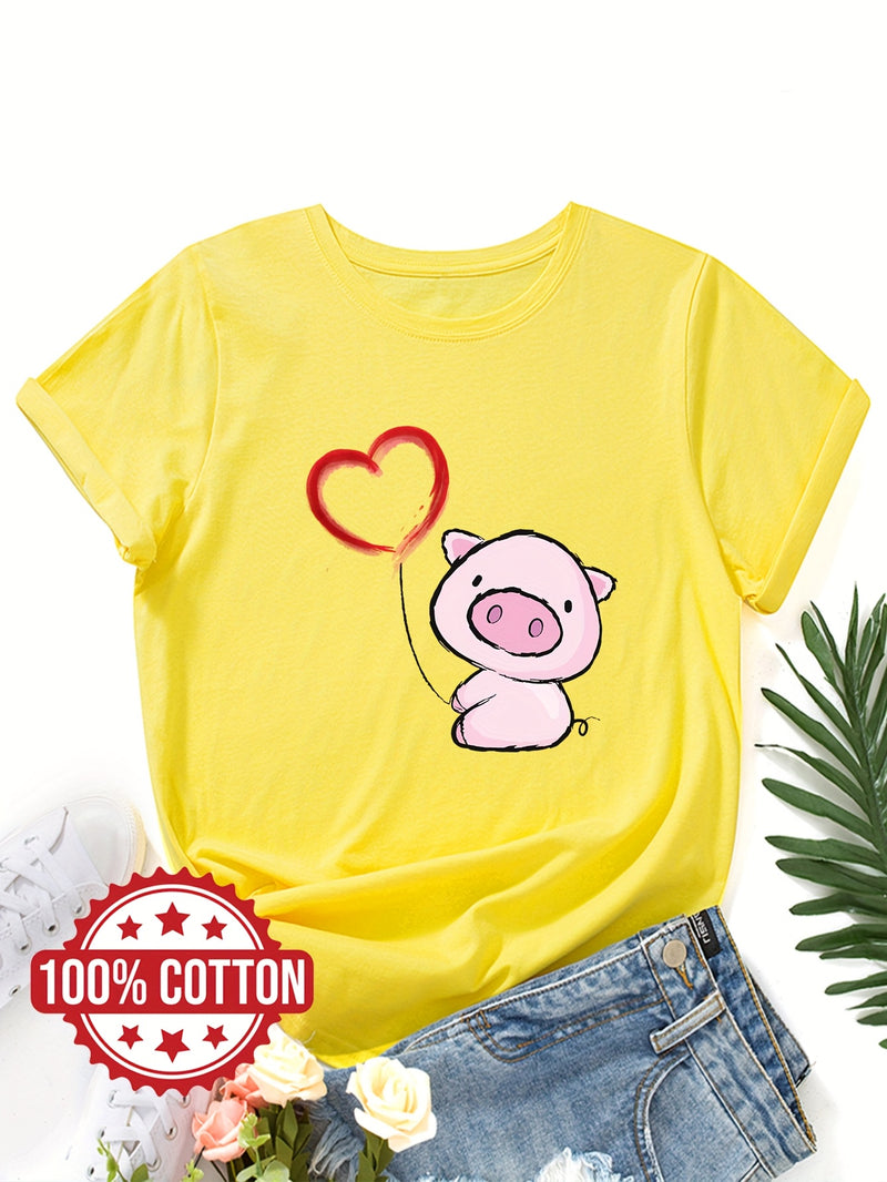 Women's Cute & Heart Balloon Print T-Shirt.