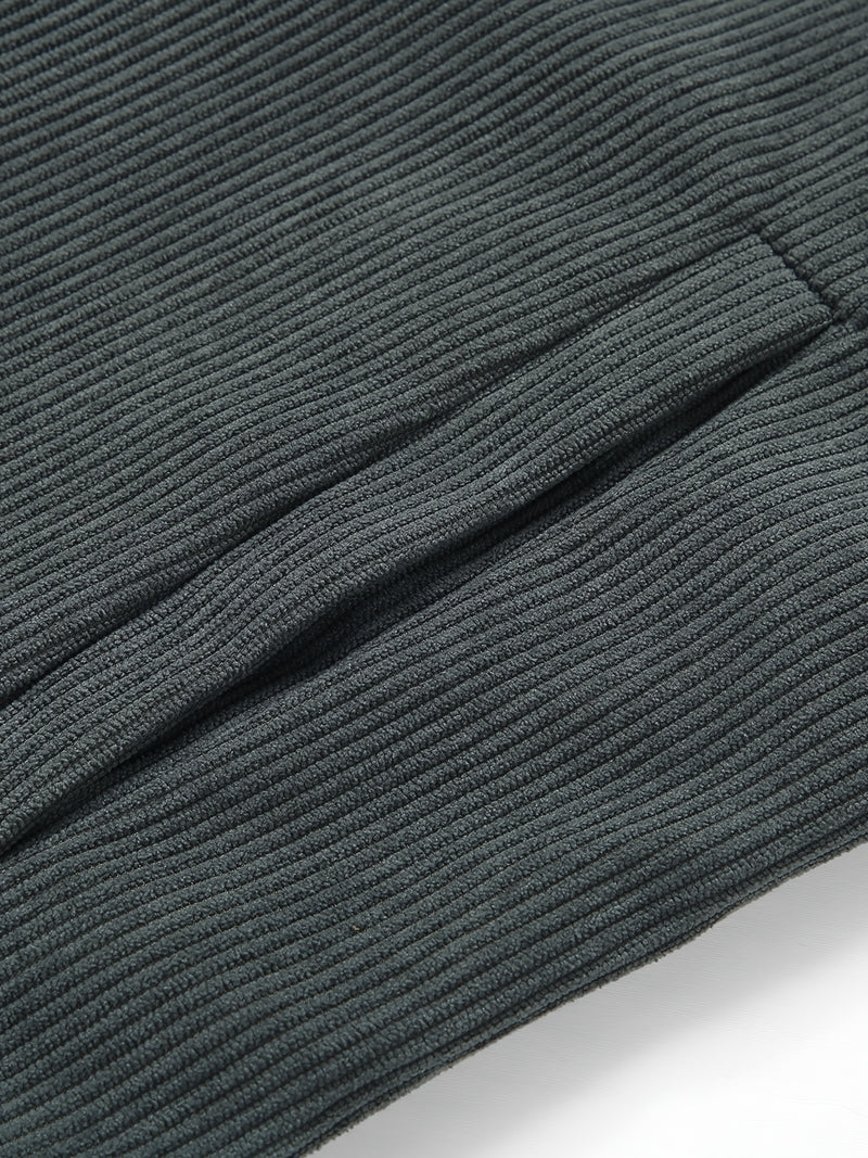 Men's Corduroy Cargo Jacket with Multiple Pockets - Polyester Casual Workwear.