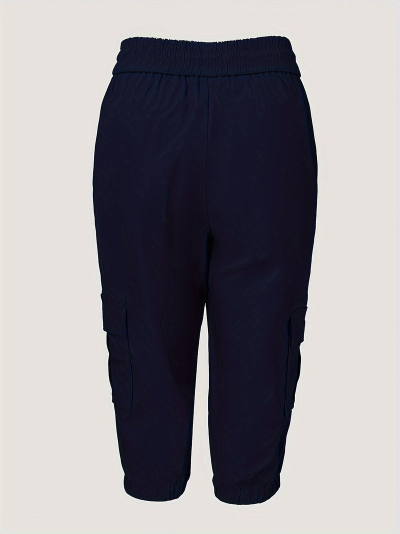 2pcs Women's Cargo Shorts Set Elastic Waist Fashionable Style.