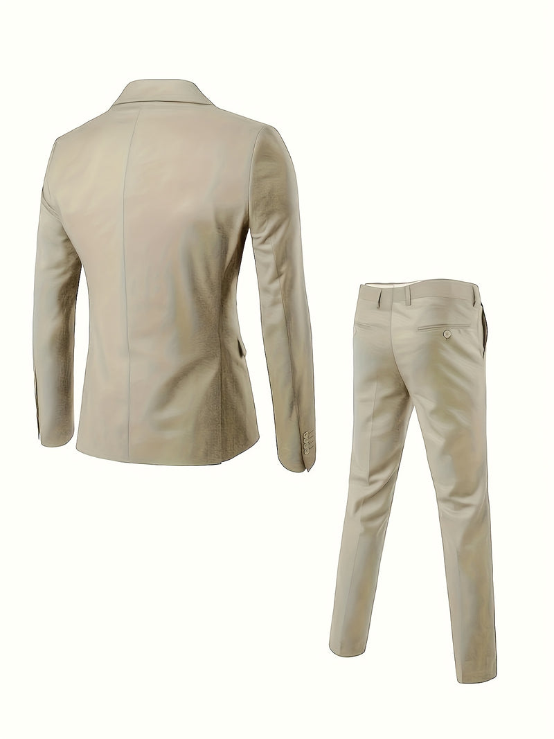 3pcs Men's Suit Set, All-Season Business Wedding Party, Suit Jacket,