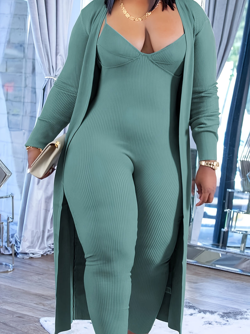 Women’s High elastic autumn European and American pit strip tight two-piece set.