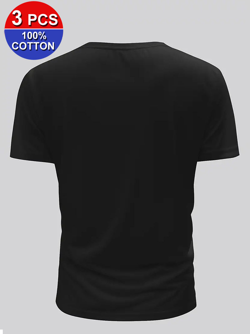 3pcs set cotton, Men's short sleeved T-shirt.