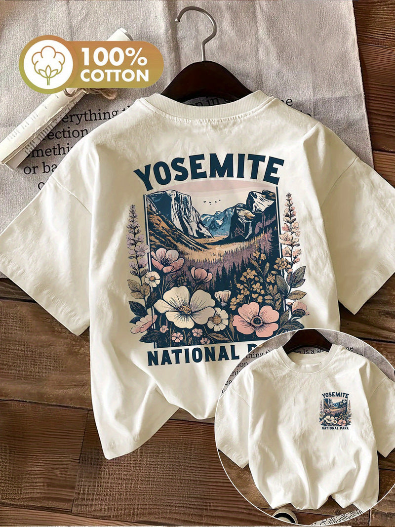 Women’s Summer Vintage Style Double-Sided Printed T-Shirt.