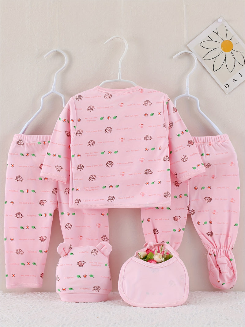 5pcs Baby 0-3m Set, All-Season Casual Outfits for Boys and Girls.