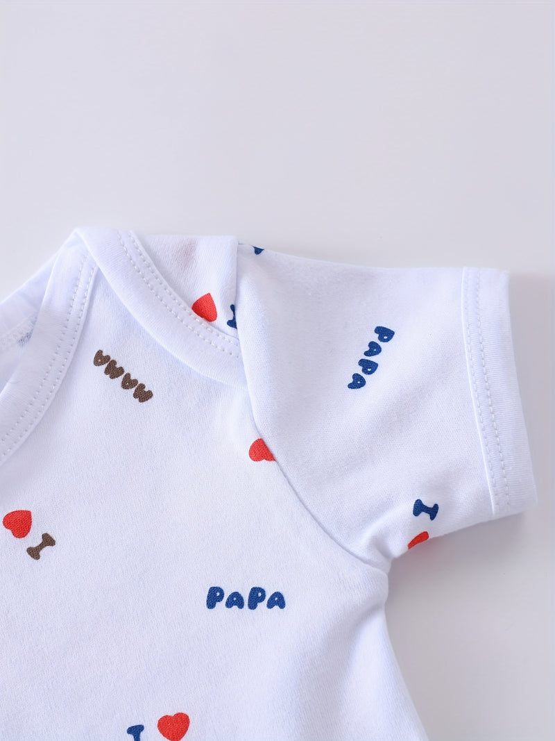 5pcs "I Love Papa and Mama" Embroidered Newborn Baby Clothes Set.