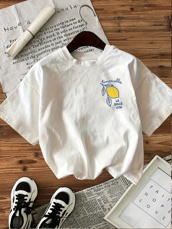 Graphic Print T-shirt, Short Sleeve Crew Neck Casual Top.