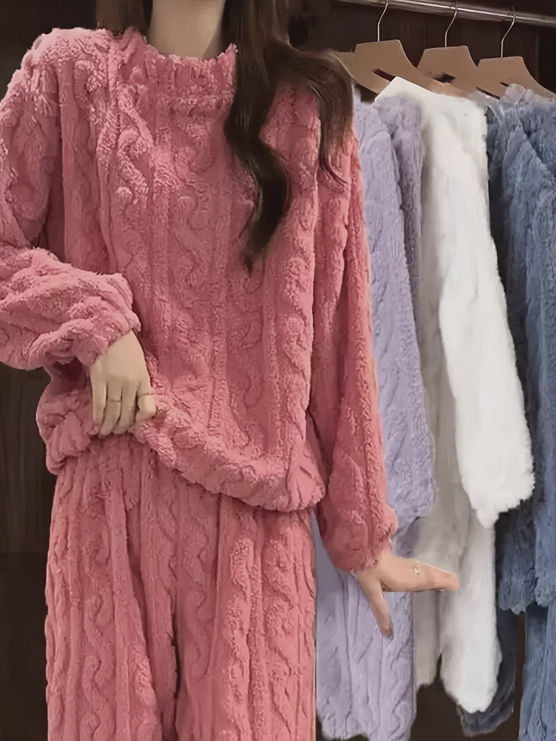 Two-Piece Set, Women's Coral Fleece Pajamas for Autumn And Winter.