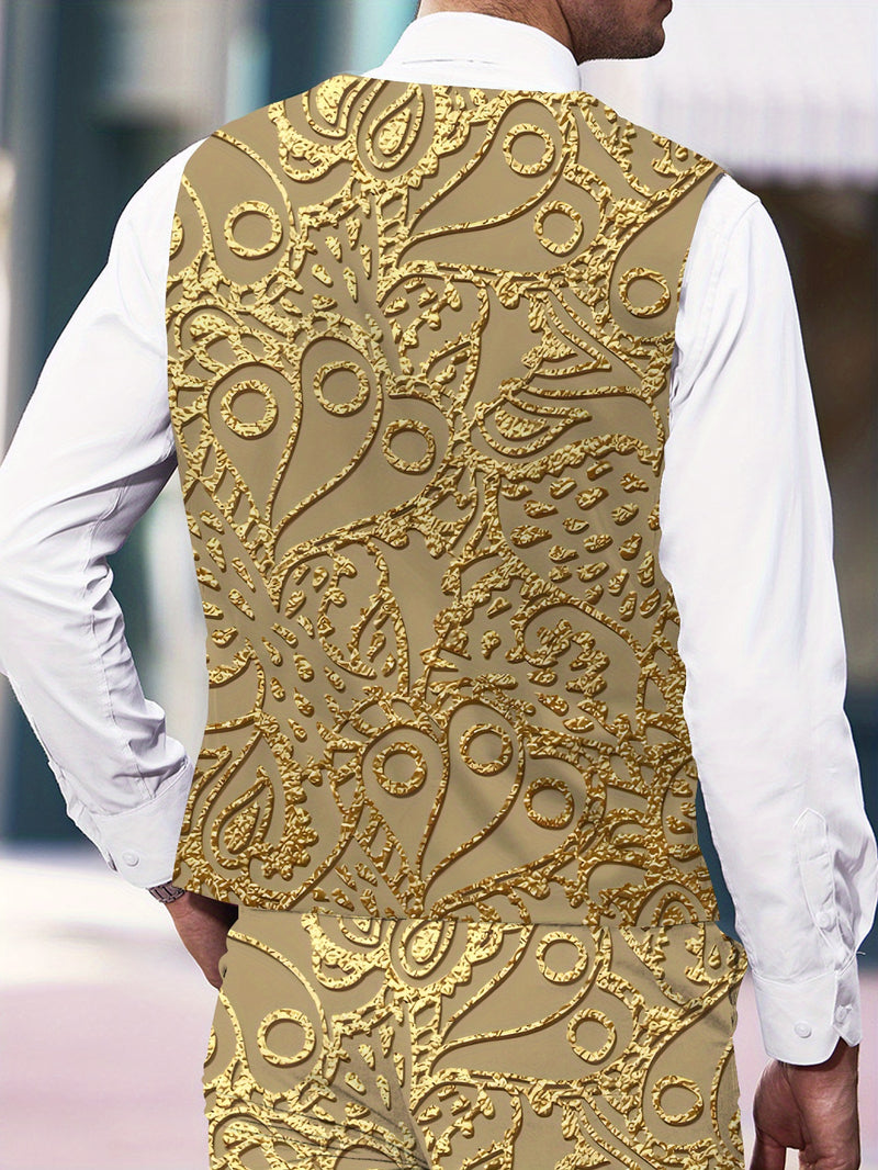 Men's Fashion Two-Piece Set Featuring a Vest And Trousers.