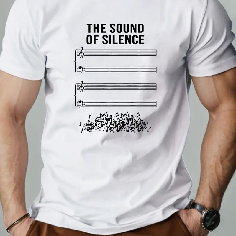 Men's Short Summer Casual T-Shirt with The Sound of Silence Design.