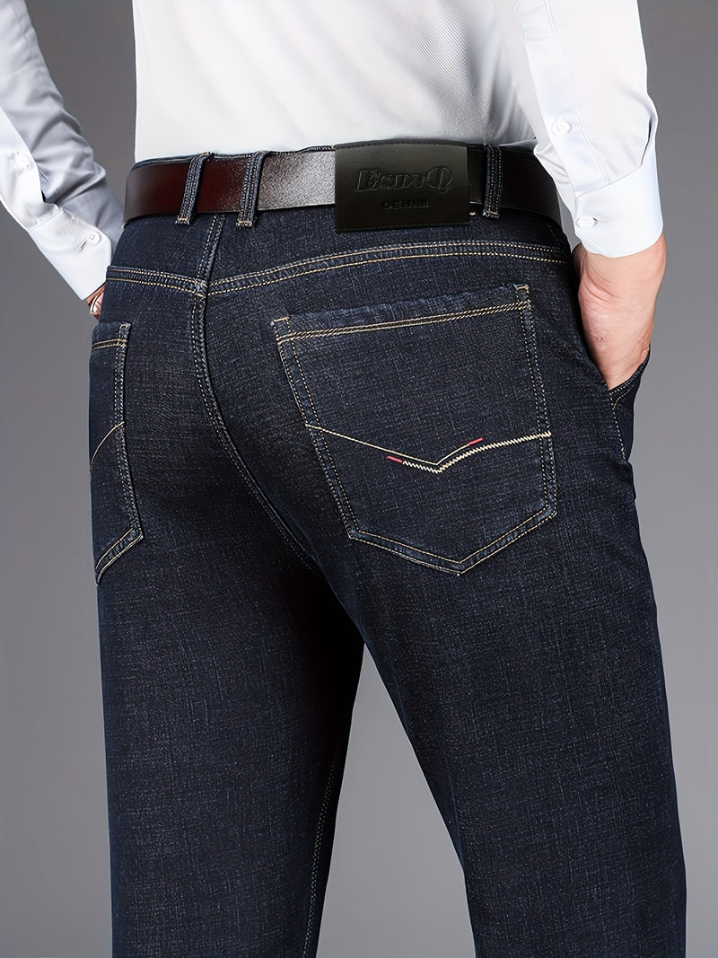 Jeans for Men's business straight stretch pants.