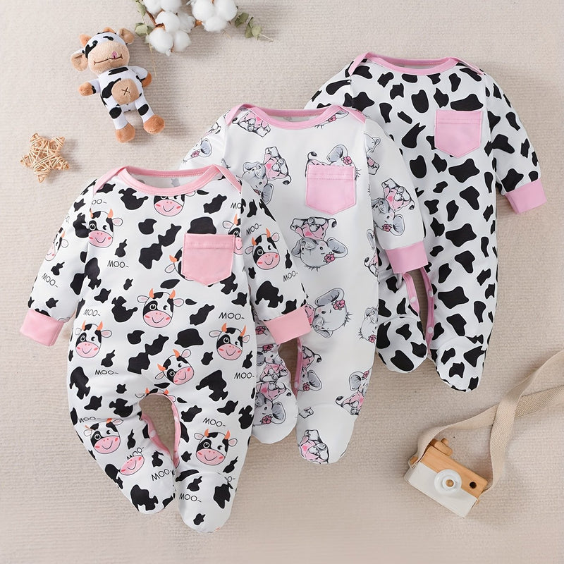 A Set of Three Adorable Onesies for Baby Girls.